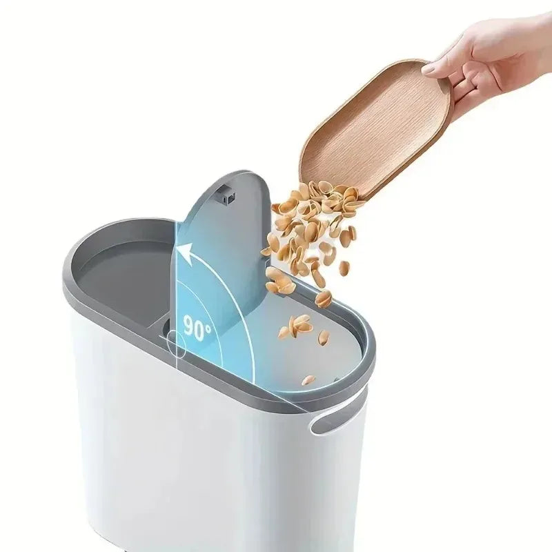 Narrow Press-Lid Waste Bin