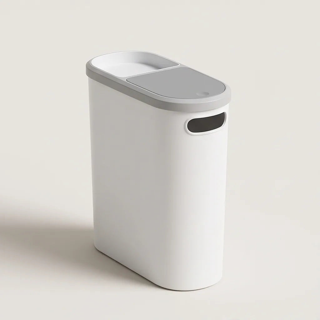 Narrow Press-Lid Waste Bin